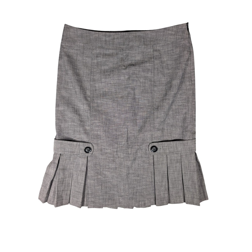 AGB Women's Gray Textured Pleated Hem Pencil Skirt Size 4 Workwear Knee Length